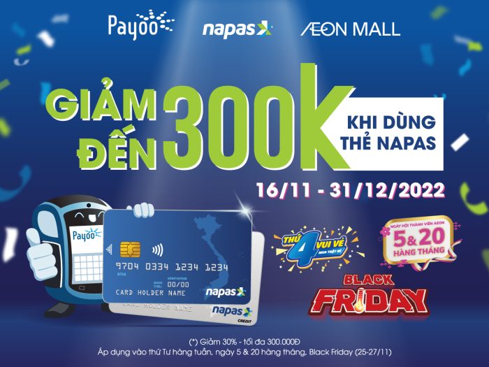 Nhận ưu đãi 30% khi mua sắm tại AEON MALL bằng thẻ Napas