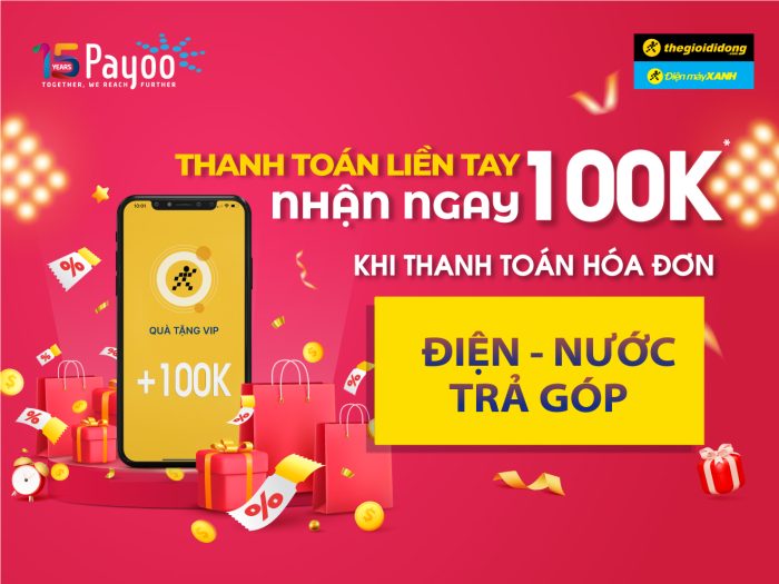 Tặng voucher 100.000đ khi thanh toán hóa đơn tại Thế giới di động